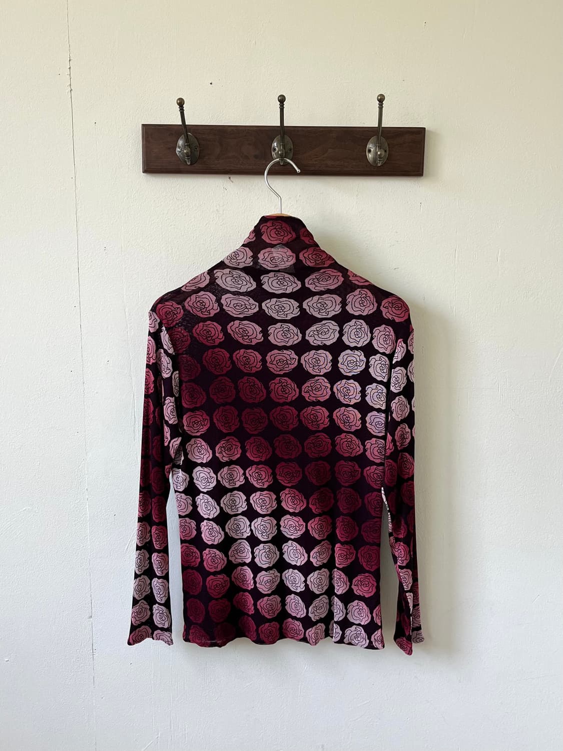 Japan vtg 로즈 시스루 터틀넥 상품이미지2