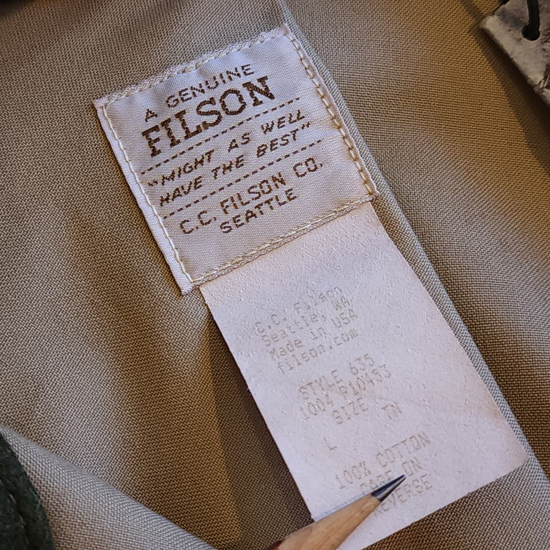 필슨 헌팅자켓 논왁싱 헤비 캔버스 매키노 울 카라 헌팅 자켓 L 상품이미지6