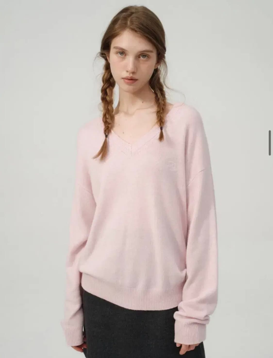 더바넷 pink plain v neck knit 니트  상품이미지1