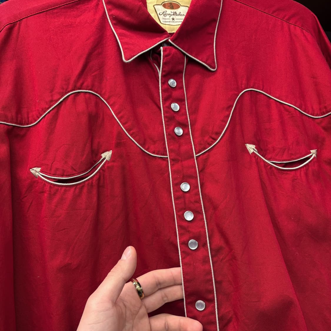 90s 래리마한 카우보이 컬렉션 파이핑 요크컷 로데오 셔츠 N575 상품이미지5