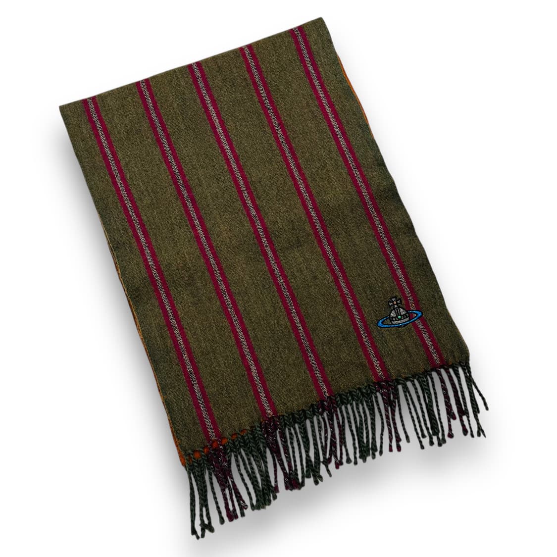 비비안 웨스트우드 ORB 스몰 로고 밤색 울 머플러 상품이미지3