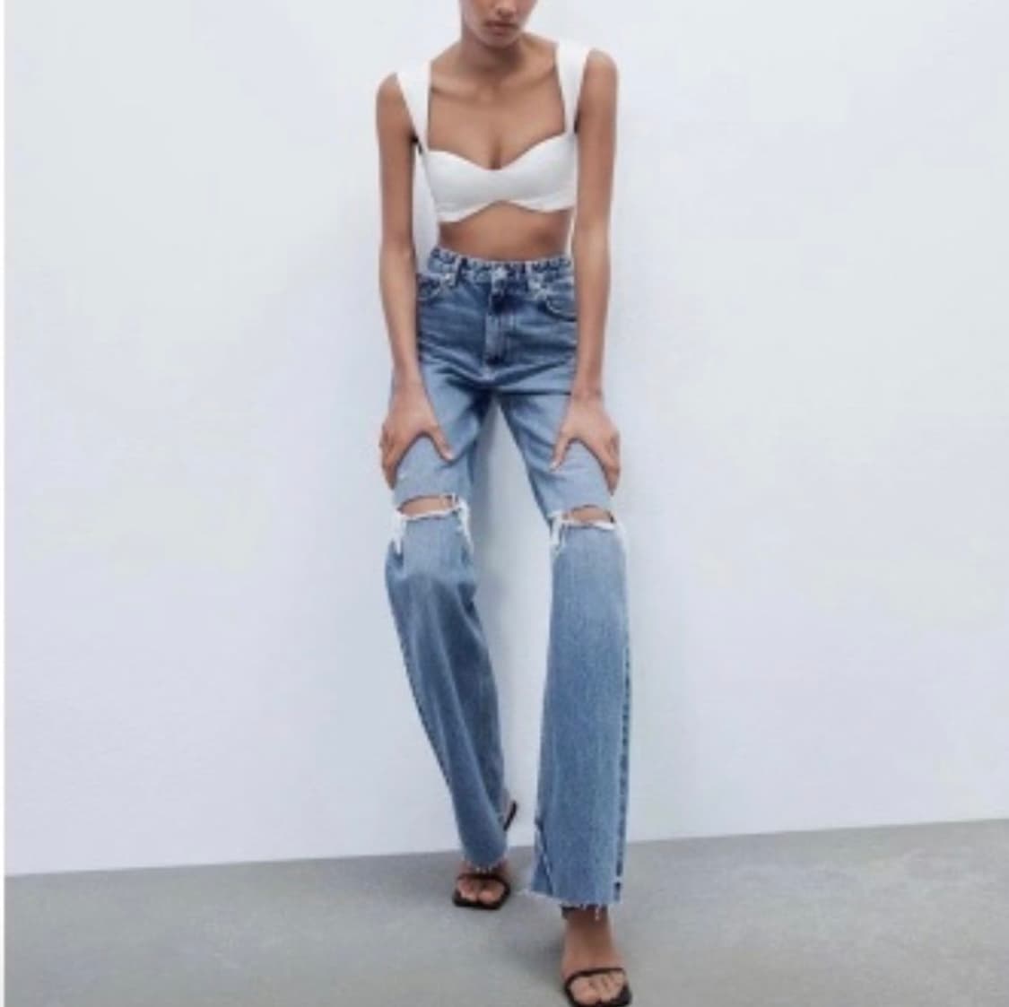 자라 와이드 디스트로이드 진 블루 상품이미지2