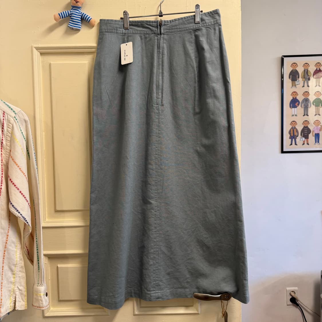 하늘색 린넨 스커트 상품이미지3