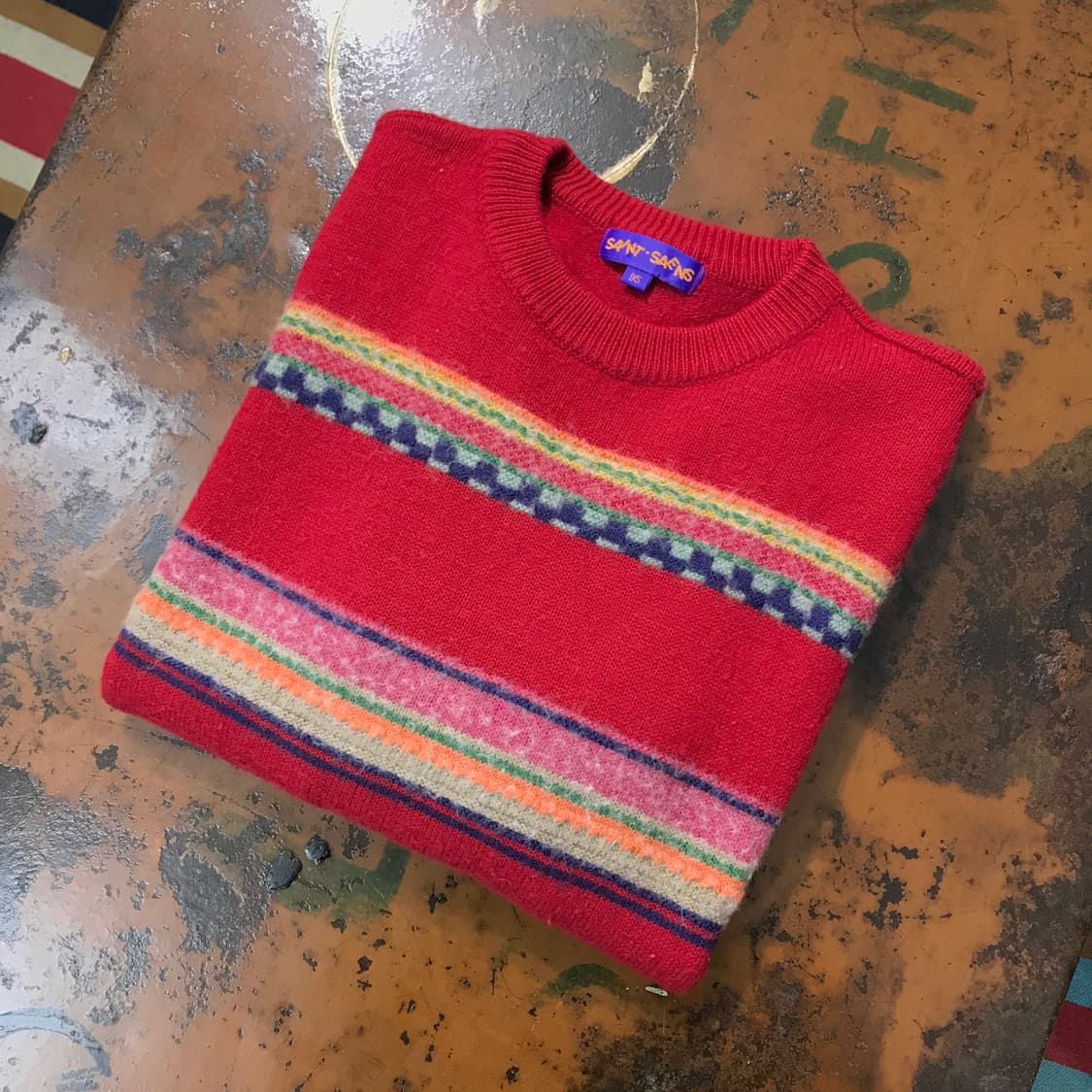 빈티지 레드 컬러링 니트 스웨터 여성 프리사이즈  상품이미지1