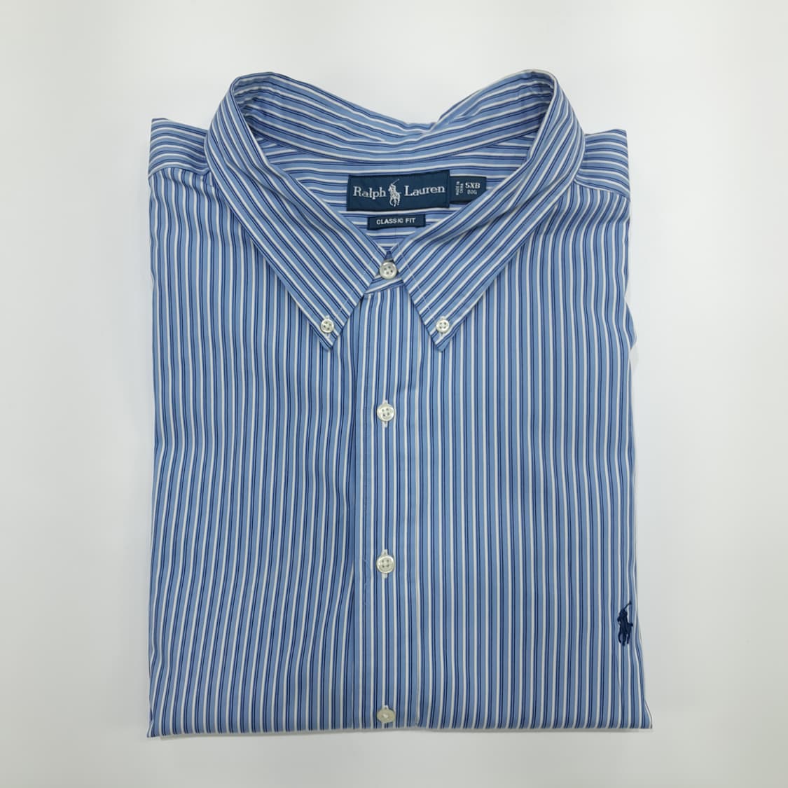 Co943 5XL Big 폴로 랄프로렌 블루 스트라이프 긴팔 셔츠 남방 상품이미지9