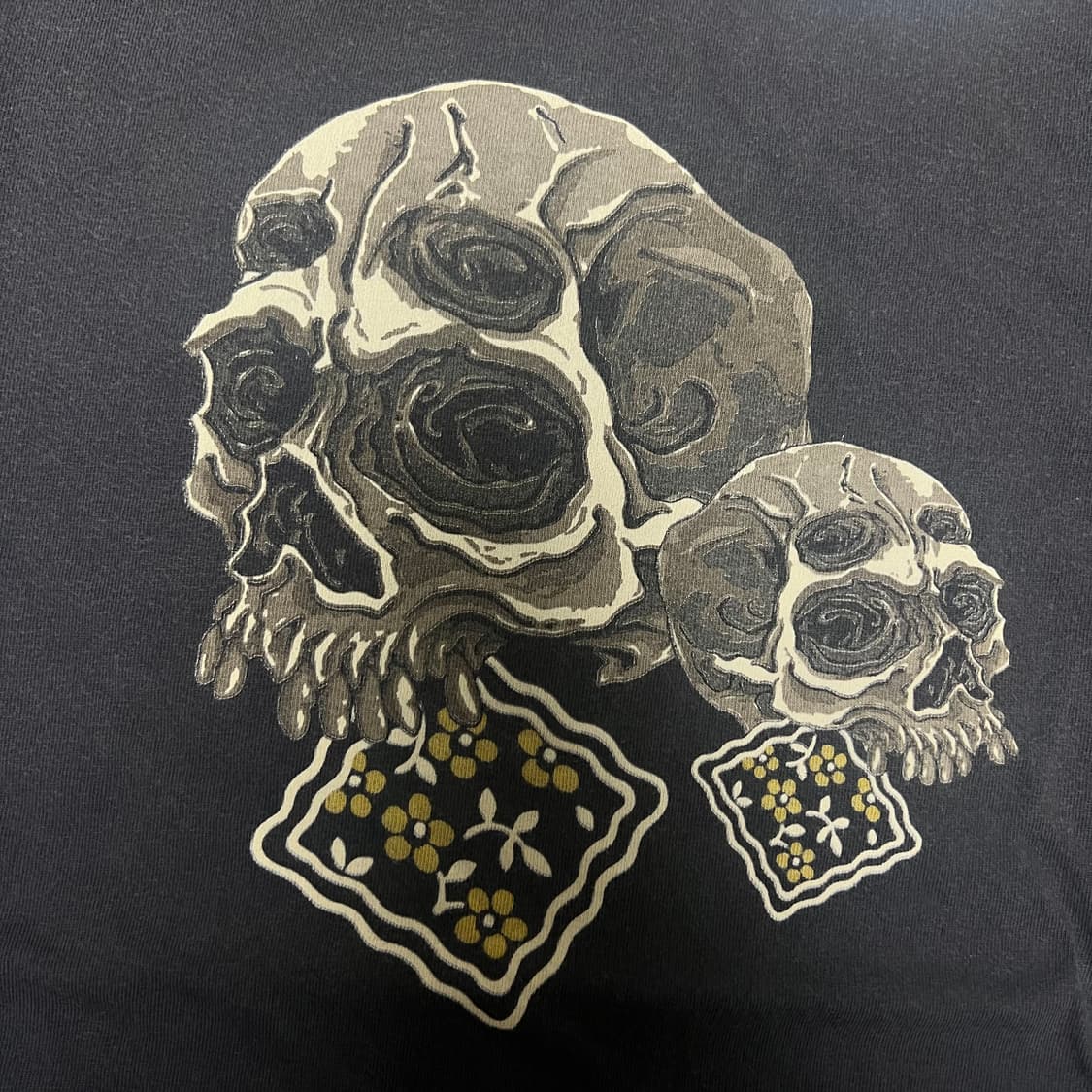 [L,XL] 캐피탈 워시드 스컬 쿠키 티셔츠 블랙 상품이미지4