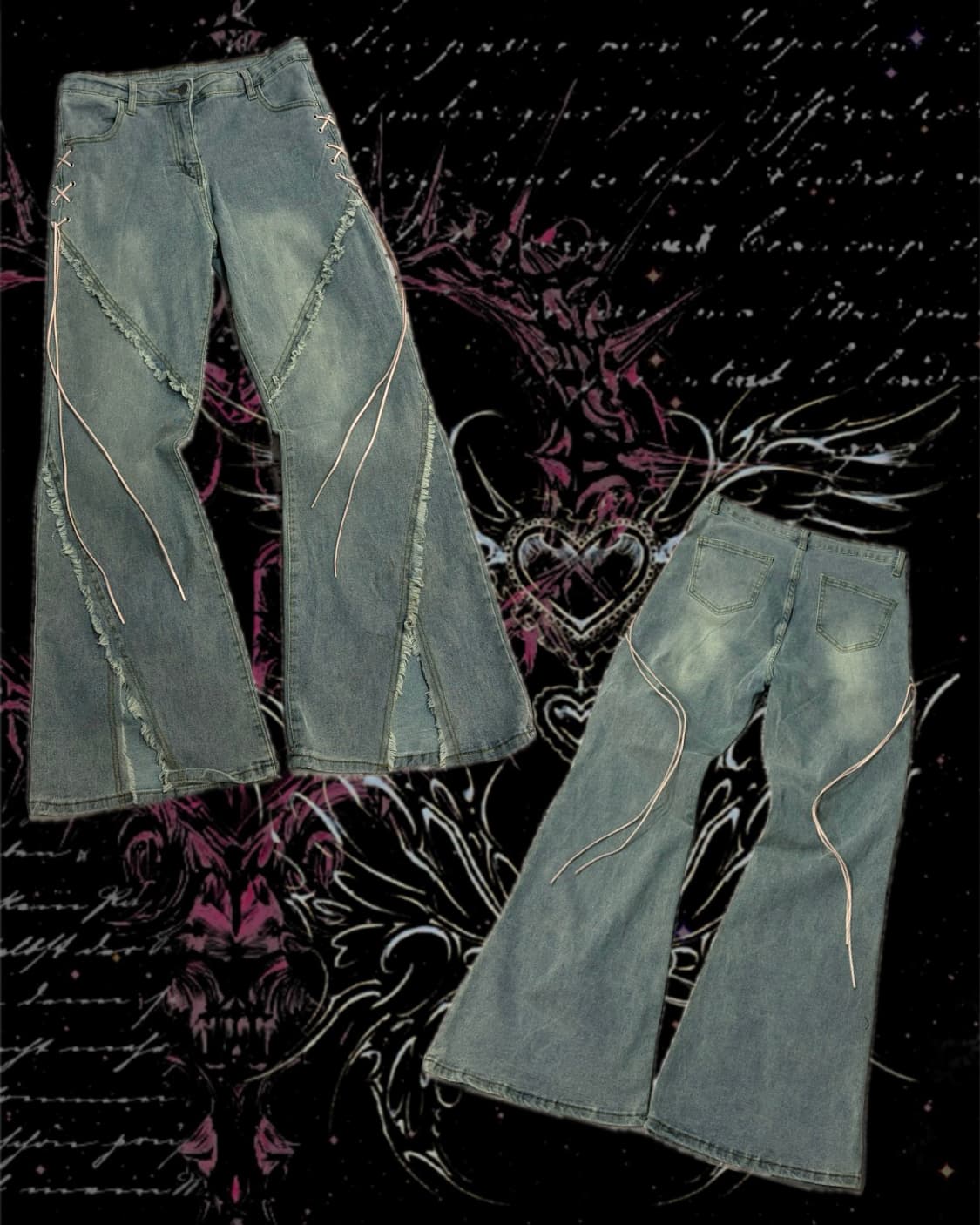 Y2K eyelet boots cut denim pants 상품이미지1