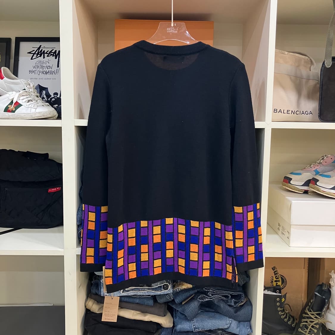 YSL 입생로랑 컬러 블록 체크 울 니트 스웨터 M 상품이미지3