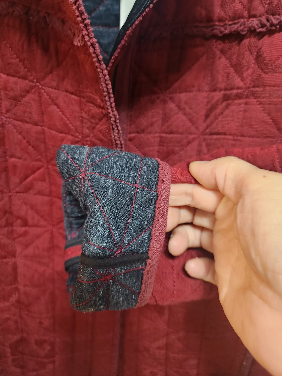 시스템 퀼팅 패턴 자켓 와인 상품이미지5