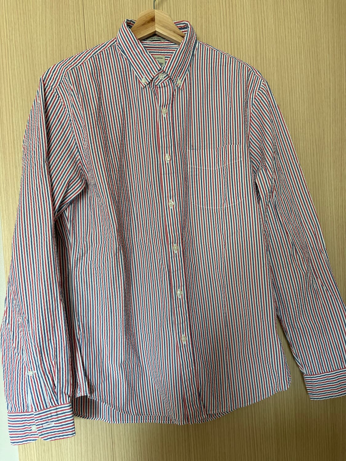 J.CREW 빈티지 라벨 시어서커 멀티 스트라이프 셔츠 (M) 상품이미지1