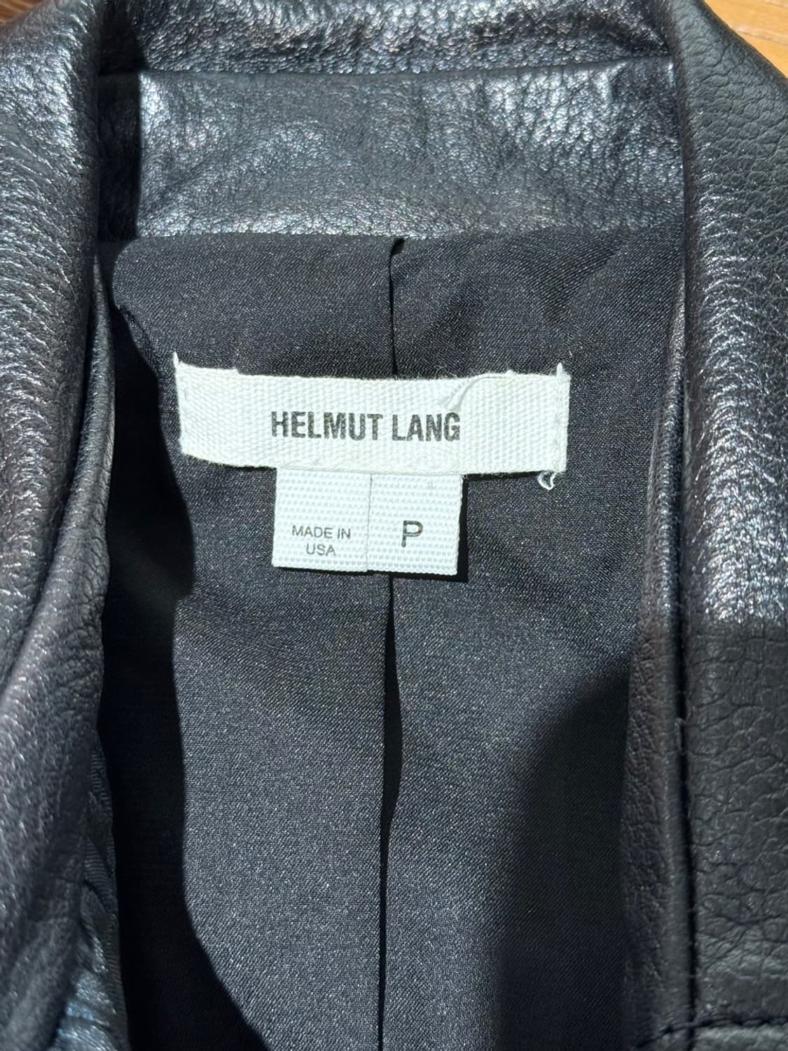 헬무트 랭 블랙 자카드 패널 바이커 레더 자켓 상품이미지7