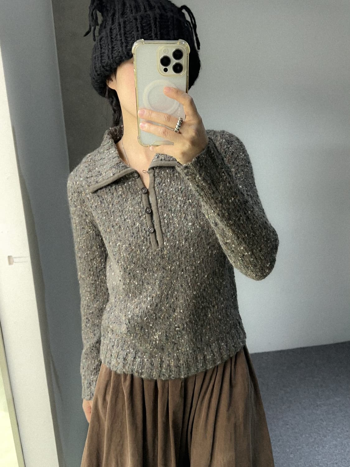 muted color collar buttons knit 상품이미지3