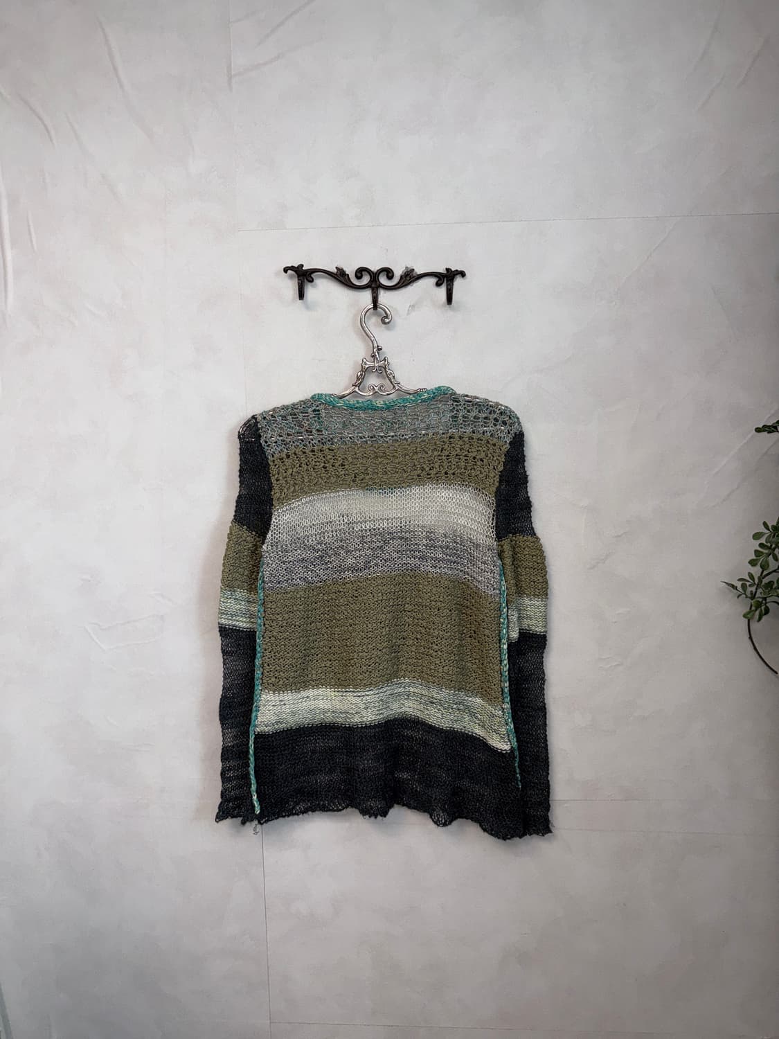 TIME charcoal olive grunge loose knit  상품이미지3