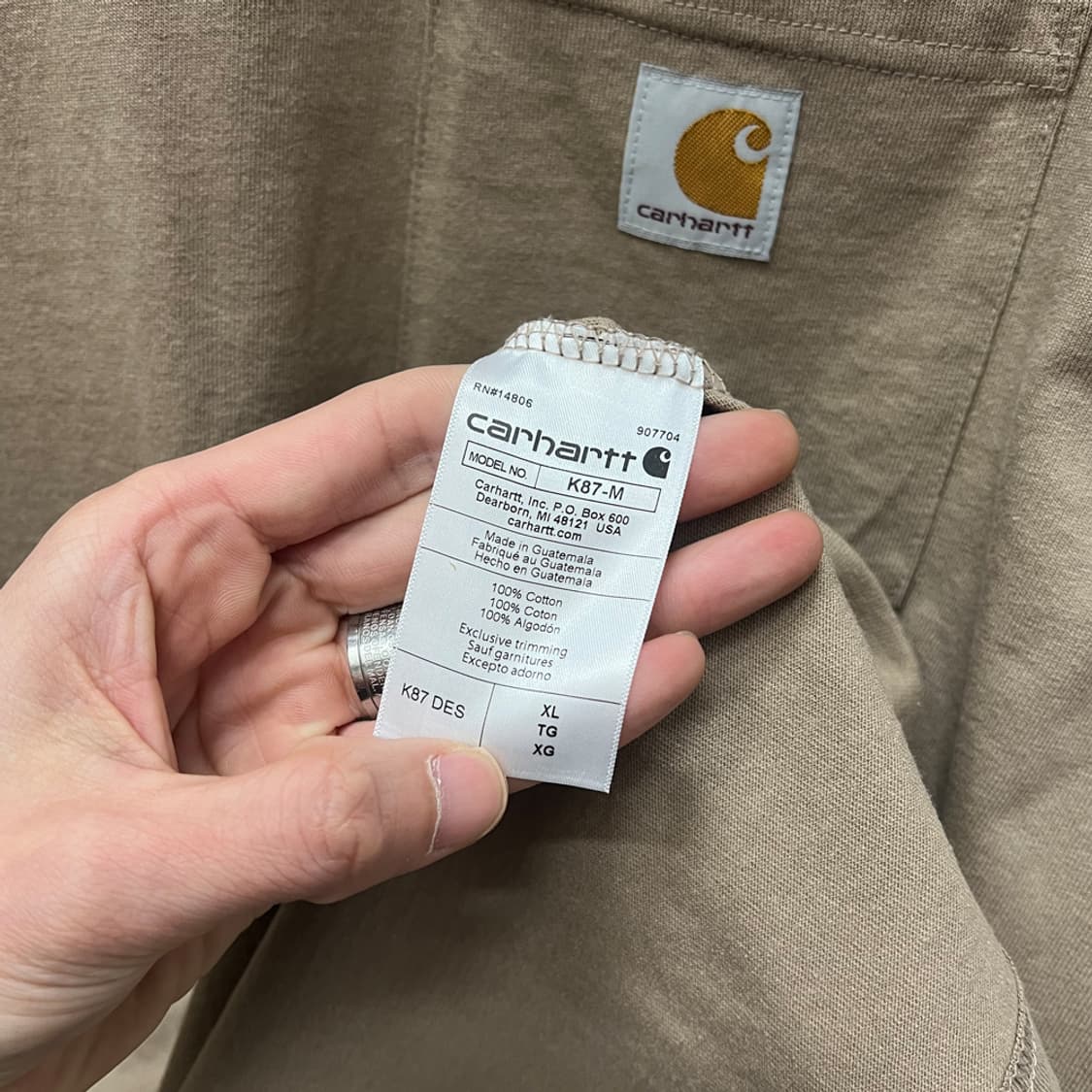 칼하트 루즈핏 K87 데저트 포켓 반팔티 XL 상품이미지4