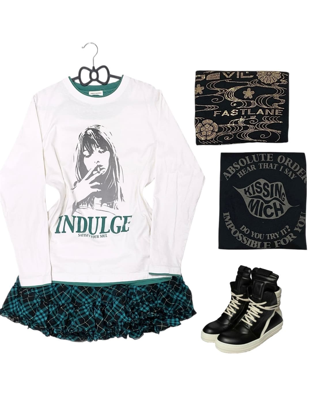 [POWER] 코디셋 ! 히글깔 y2k 그린체크 코디셋 상품이미지4