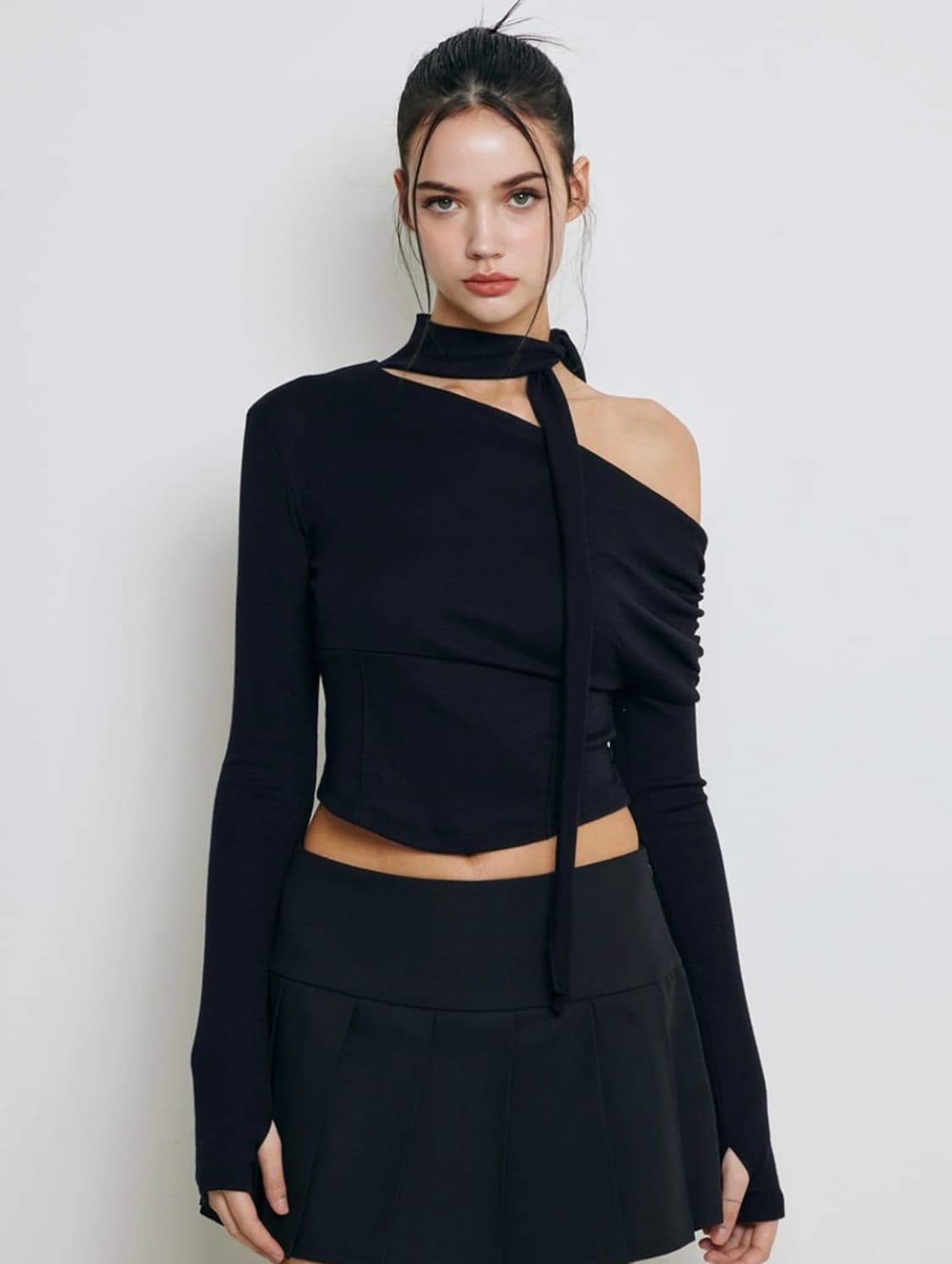 낫유어로즈 셔링 스카프 티셔츠 상품이미지1