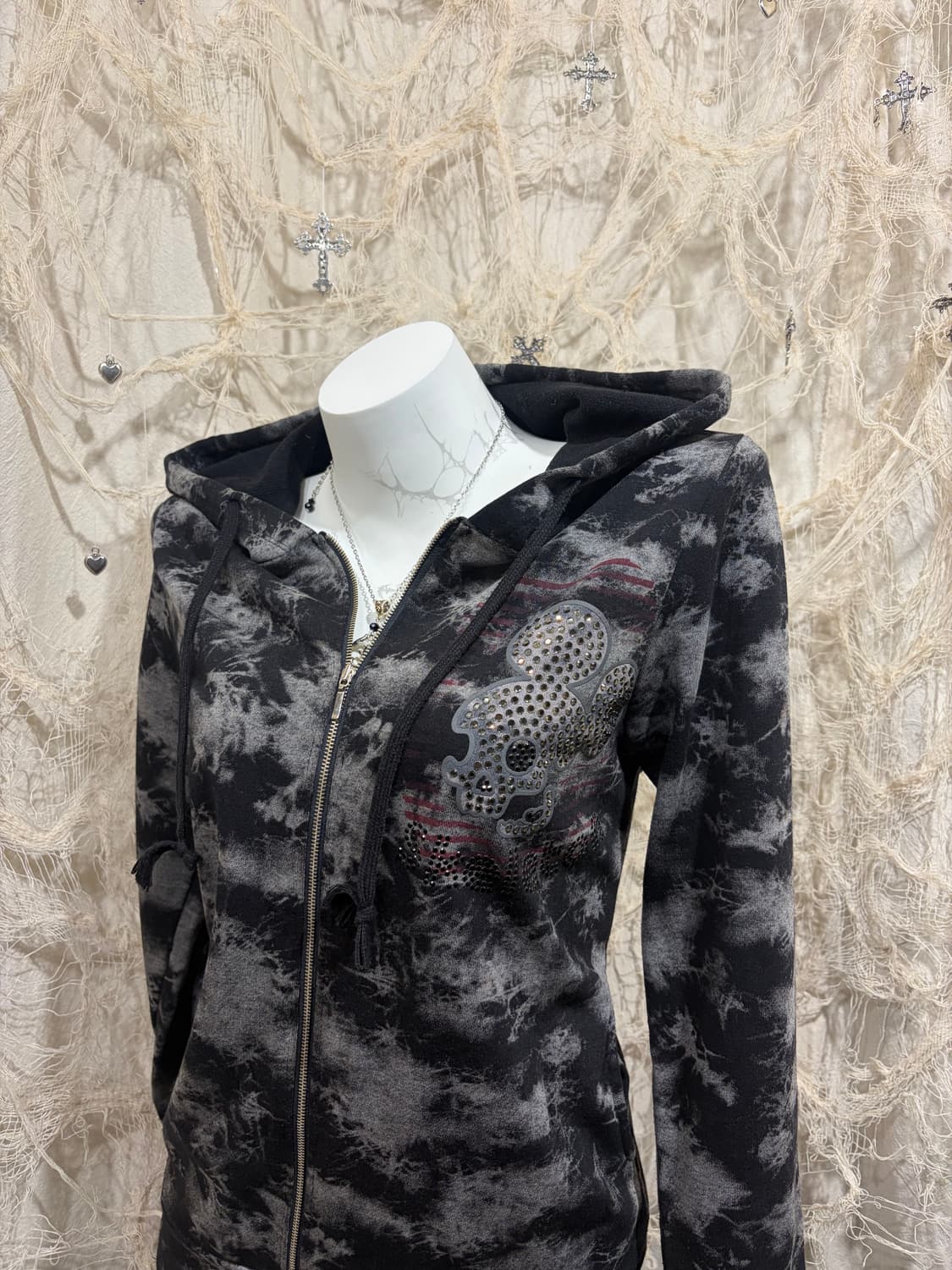 Y2K tie-die cubic mouse hoodie zip up 상품이미지7