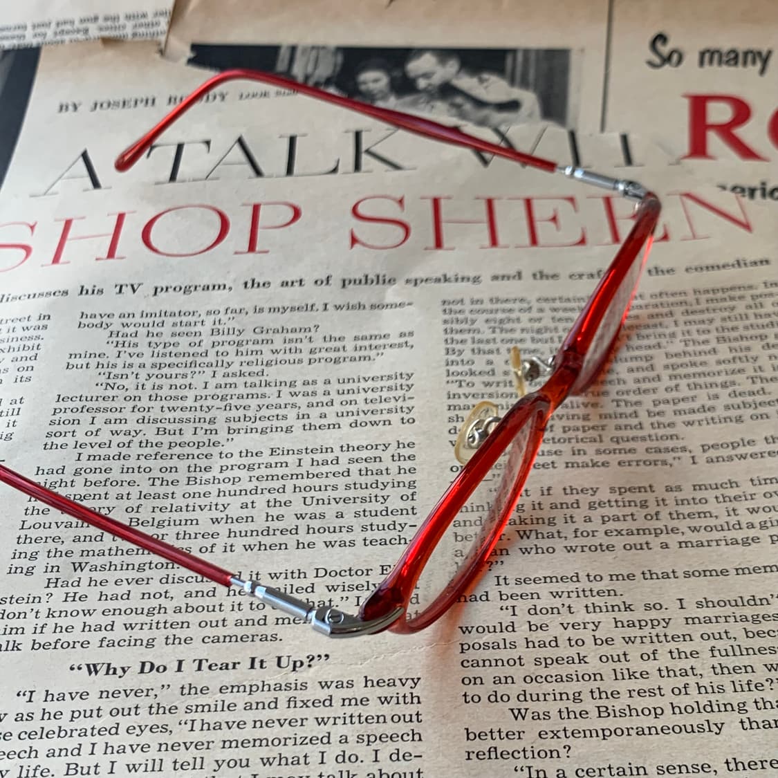 734 데드스탁 레드 클리어 오벌 라운드 유니크 초경량 빈티지안경 상품이미지7