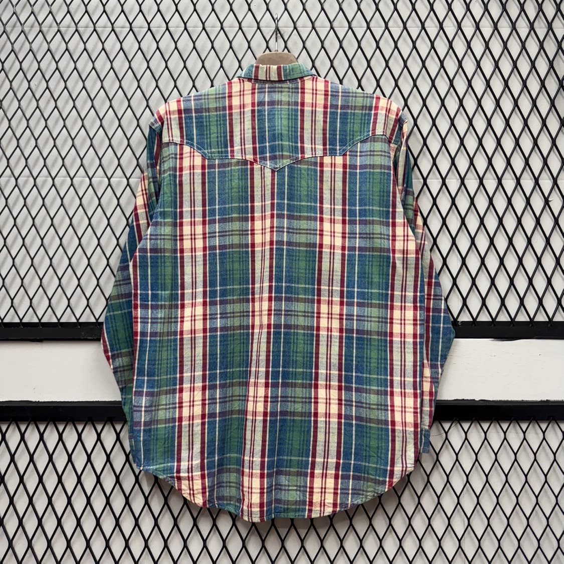 90s 리바이스 헤리티지 웨스턴셔츠 체크 패턴 디테일 레드 그린 상품이미지2