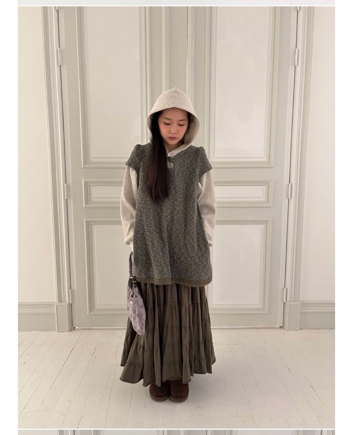 콜로신스 weird drop top dress 원피스 카키 차콜 상품이미지2