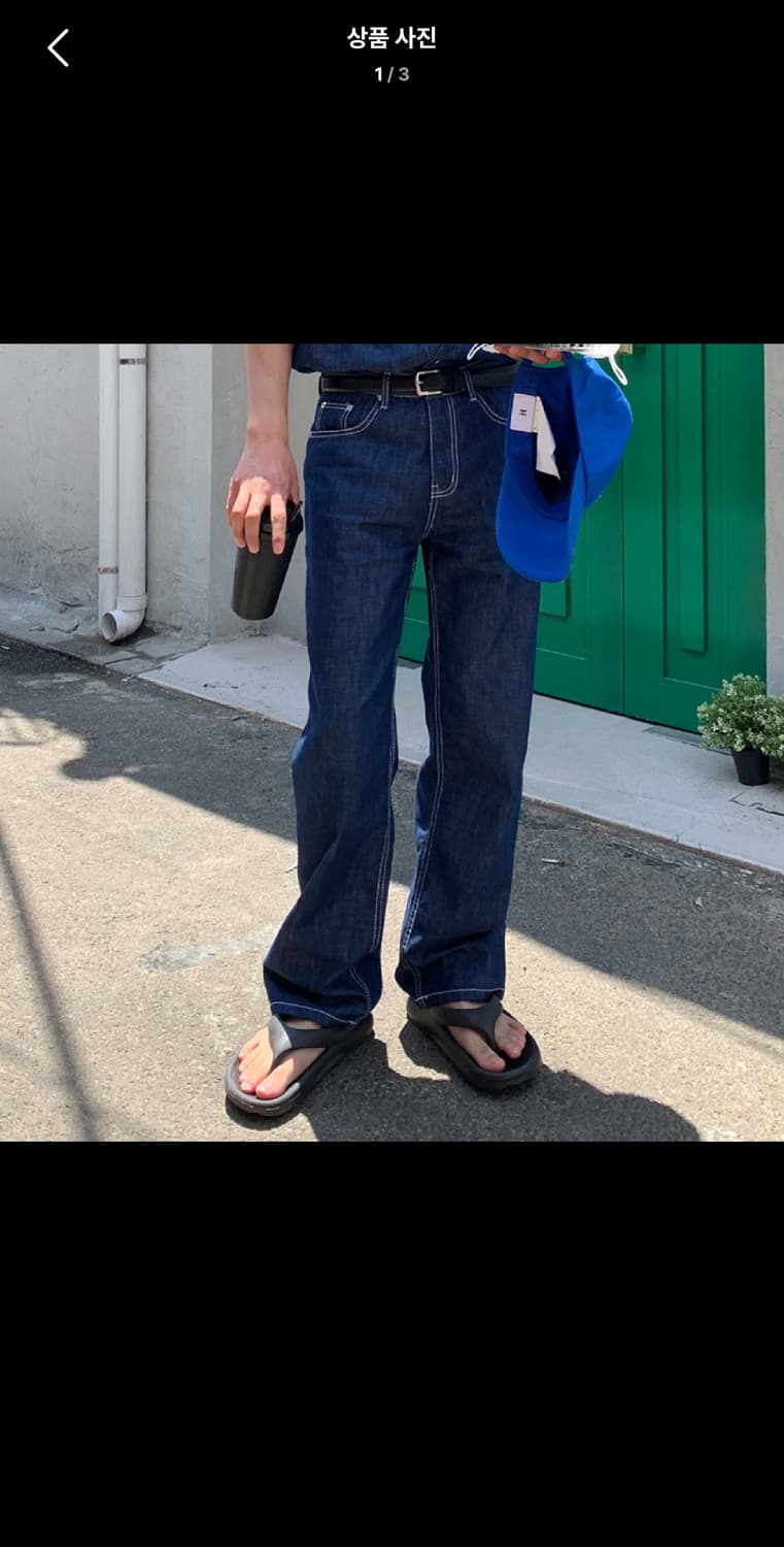 L / 진청 ) 셀비지 와이드 데님 팬츠 상품이미지1