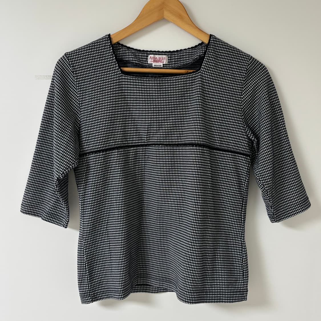 빈티지 7부 체크 티셔츠 상품이미지1