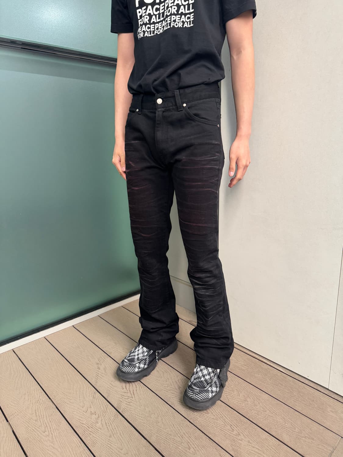 엘무드 슬래시 플레어 데님 팬츠 46 샘플  상품이미지5