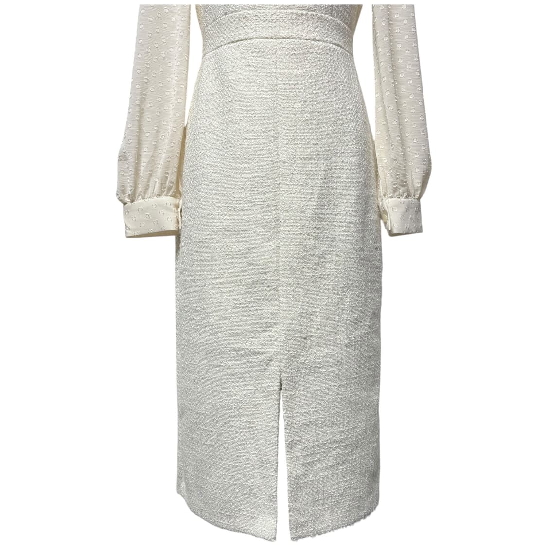 3695 아이보리 슬림 트임 트위드원피스 상품이미지3