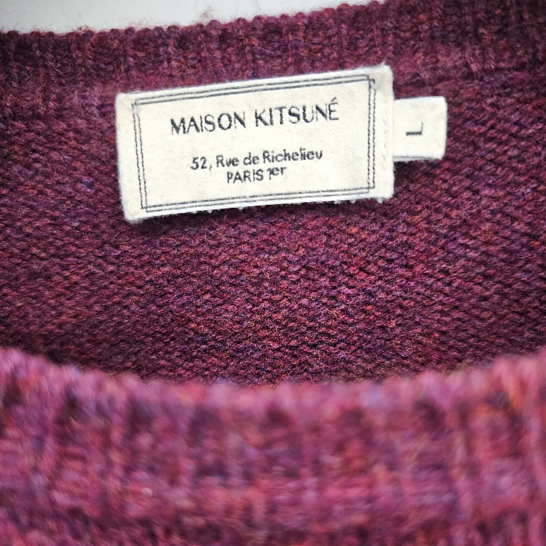 메종키츠네 빅헤드 버건디 니트 L 상품이미지6