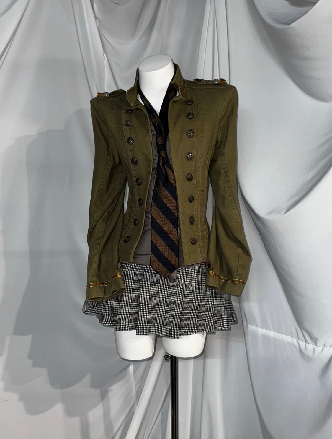 나폴레옹자켓 Y2k 카키 그런지 셔링 코디세트 상품이미지7