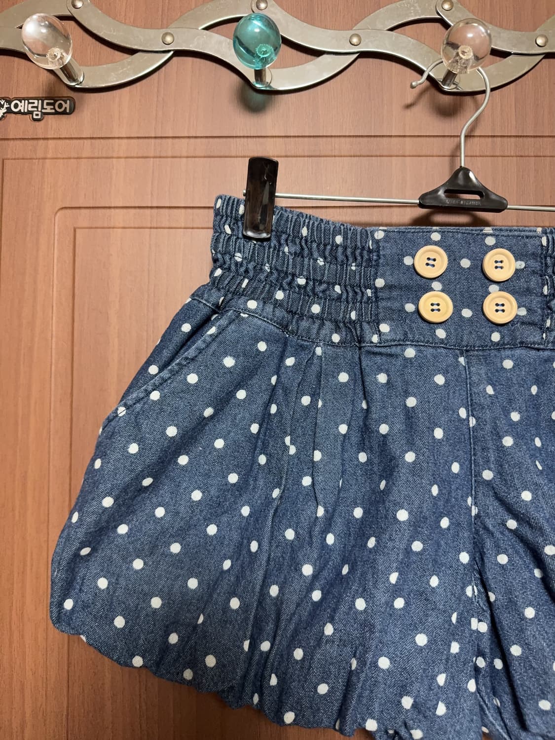 헤이세이 갸루 일본 빈티지 모리걸 하구미 버튼 데님 도트 벌룬 숏팬츠 상품이미지2