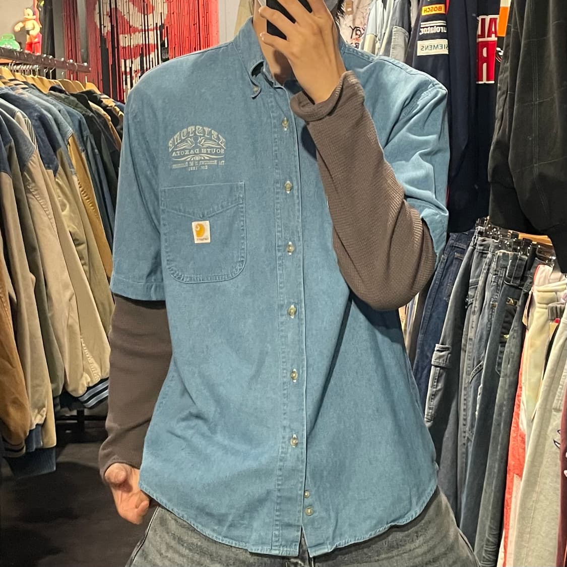 [IM] carhartt 칼하트 데님 반팔셔츠 상품이미지2