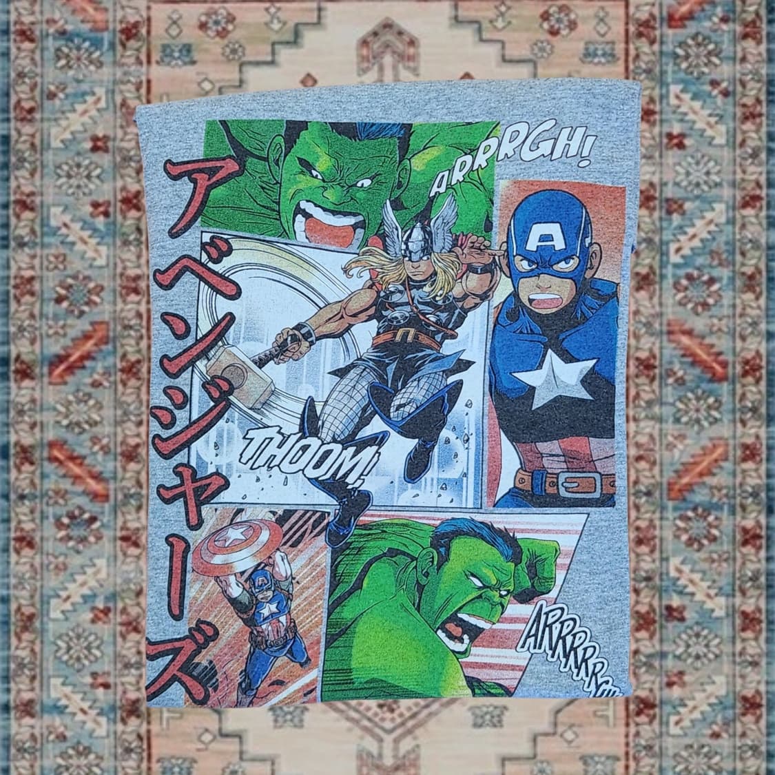 Marvel Vintage 어벤져스 일본판 카툰 프린팅 반팔 티셔츠 M 상품이미지3