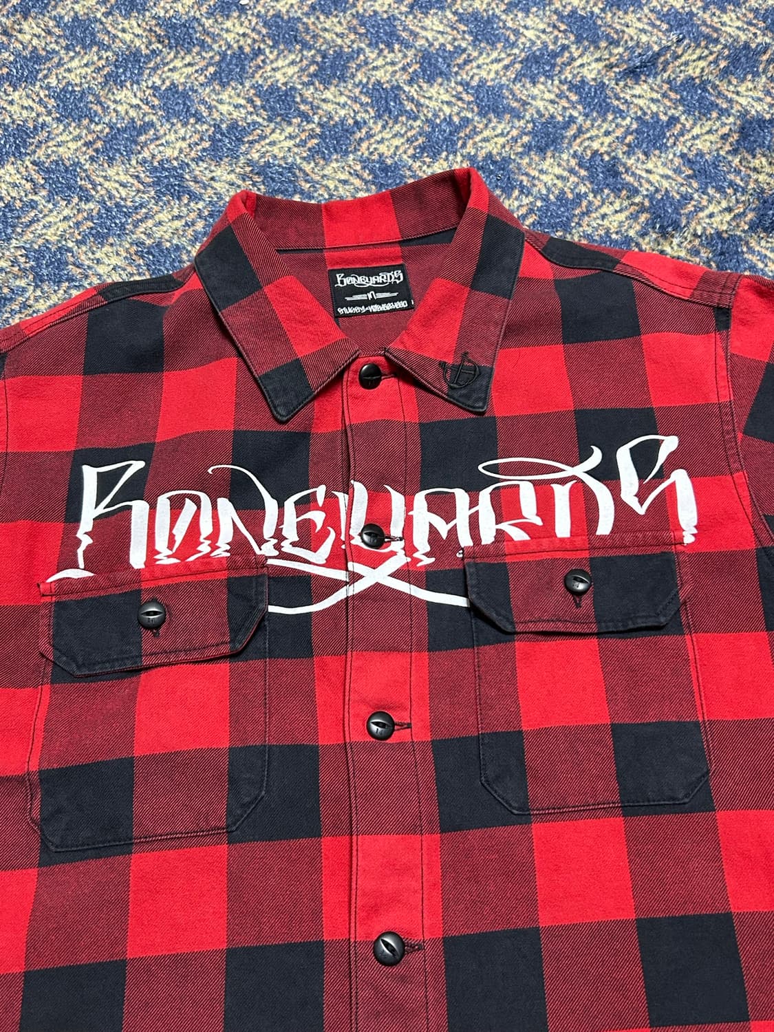 STUSSY x NEIGHBORHOOD 버팔로 체크 반팔 셔츠 레드블랙  상품이미지3
