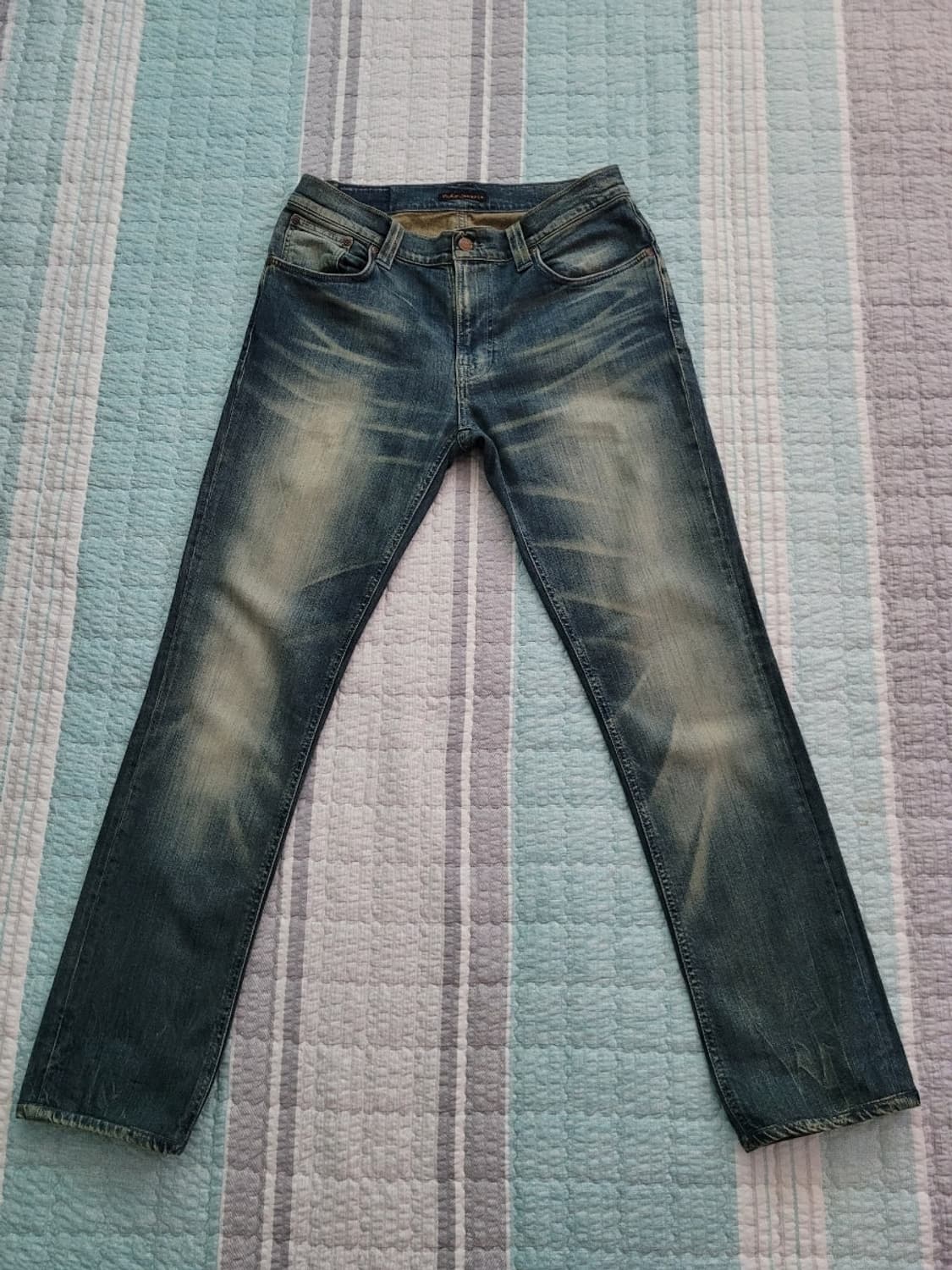  누디진 Nudie jean 씬핀 오가닉 그린블루 스판슬림진 32-33 상품이미지1