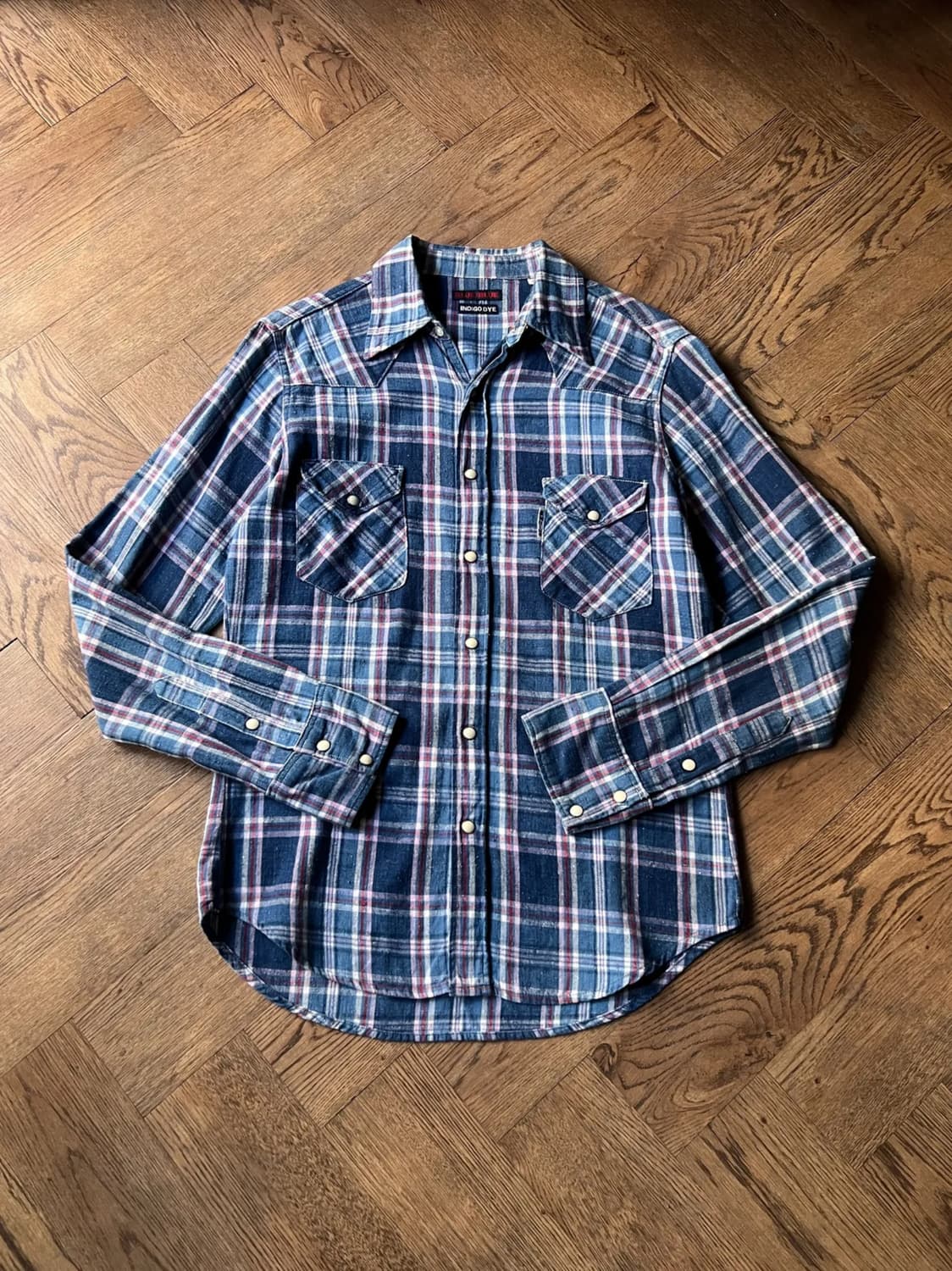 [M]BLUEBLUE 블루블루 인디고 다잉 버튼다운 웨스턴 셔츠 상품이미지1