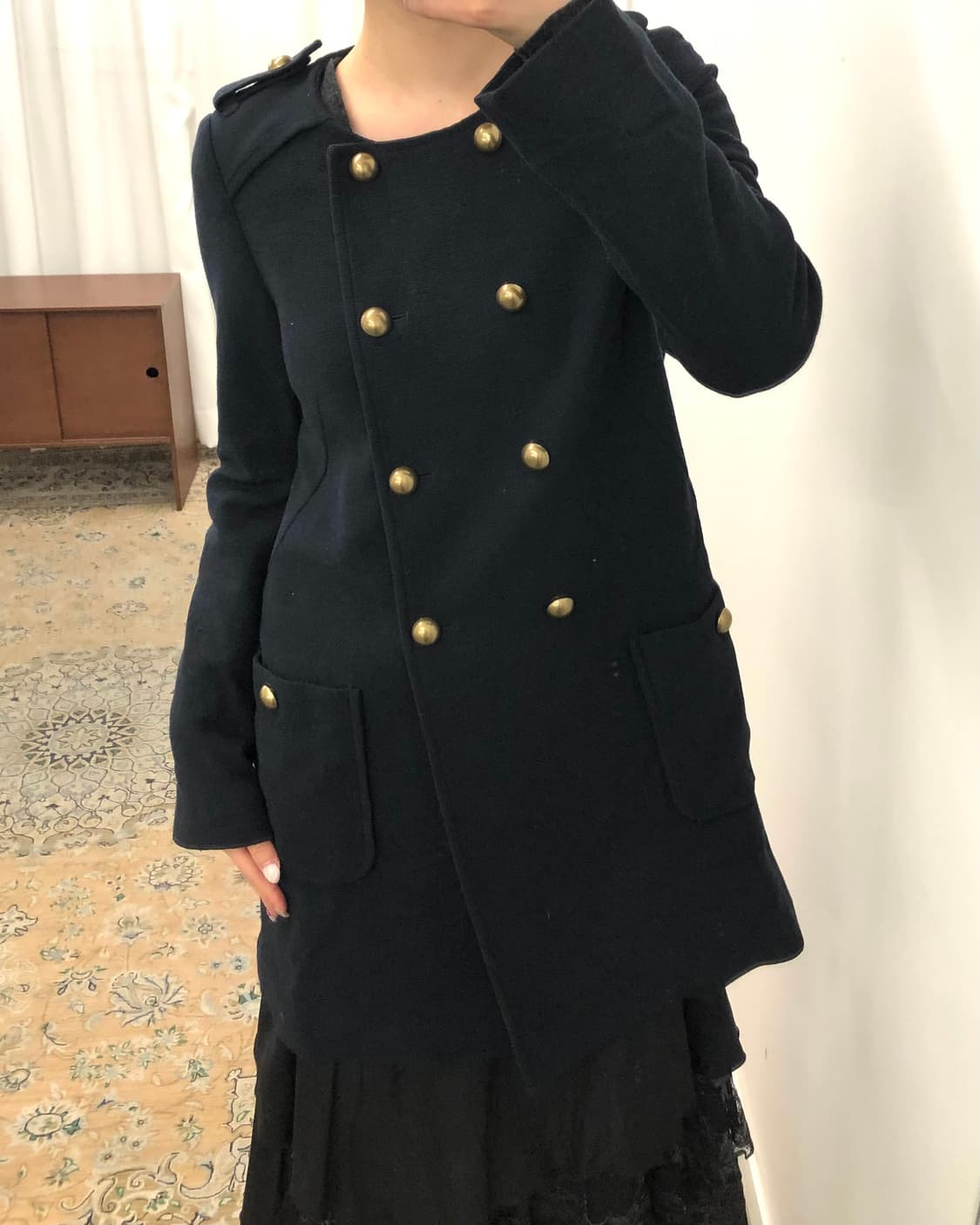 네이비 나폴레옹 롱 코트 상품이미지2