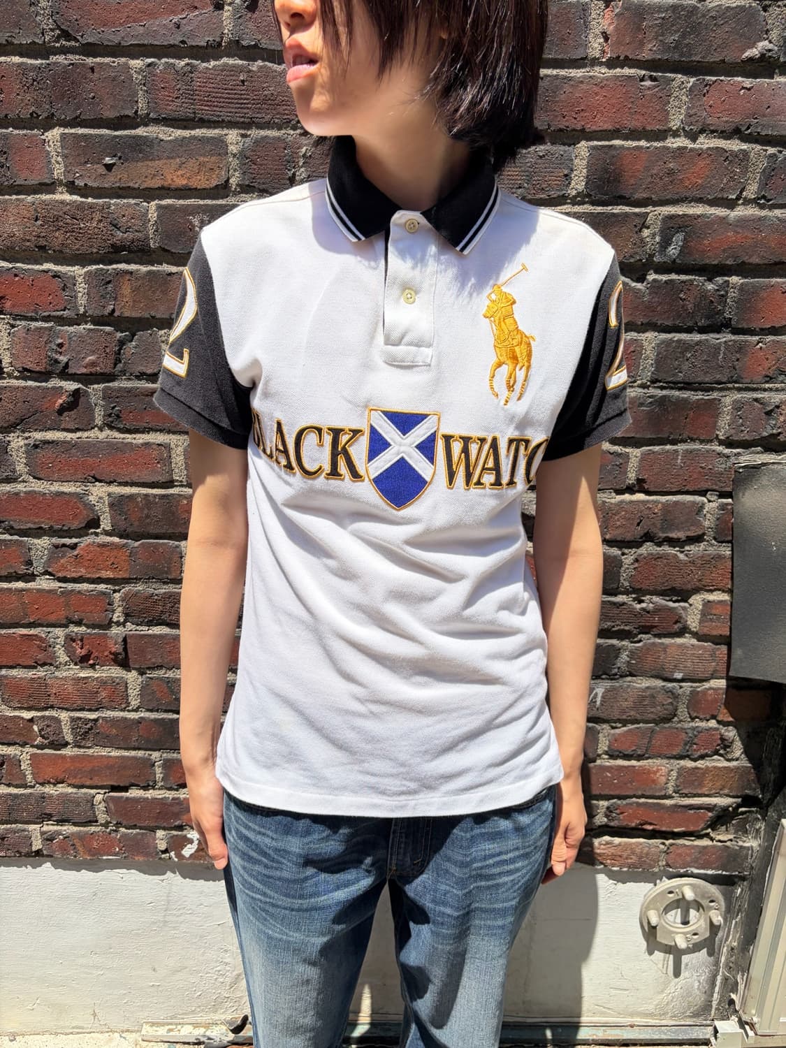 Polo Ralph Lauren 골드 빅포니 블랙워치 반팔 카라티 S 상품이미지1