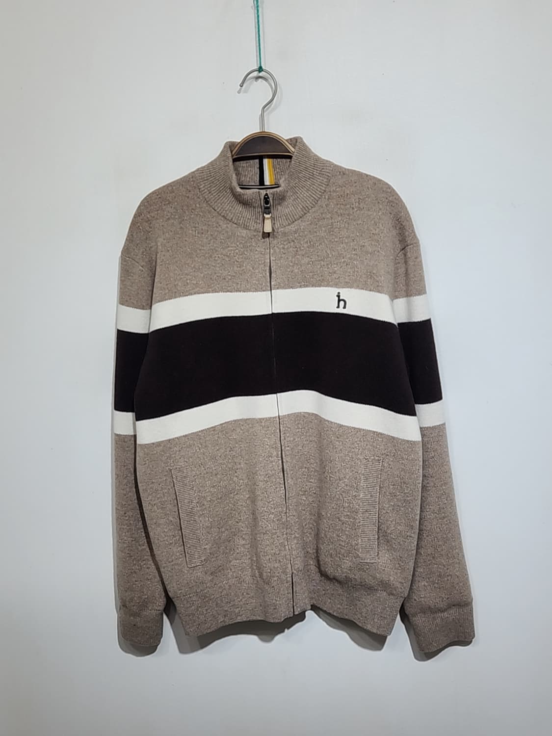 (105) 헤지스 니트집업 배색 울 스웨터 우라 캐주얼  상품이미지1