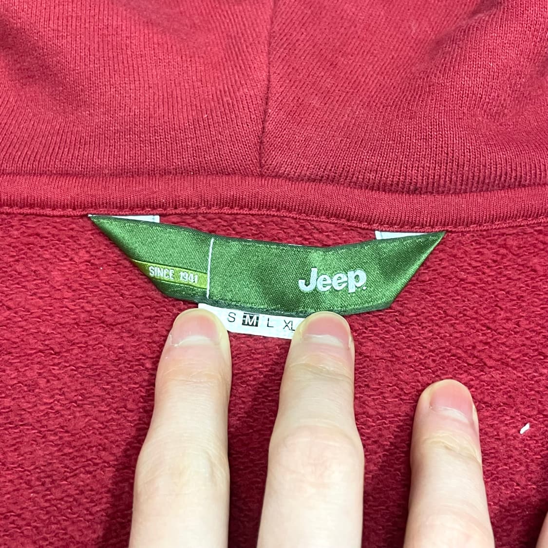 지프 스펠로고 레드 풀집업 기모 후드집업 남성M 상품이미지3