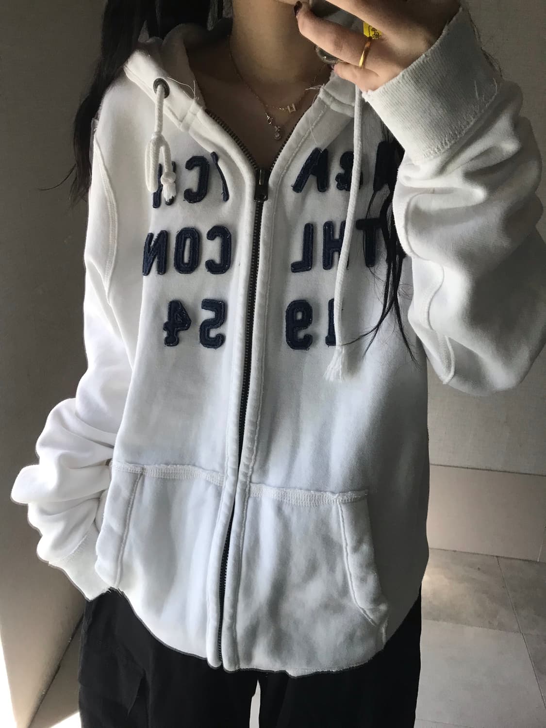 아베크롬비 화이트 오버핏 후드집업 상품이미지3