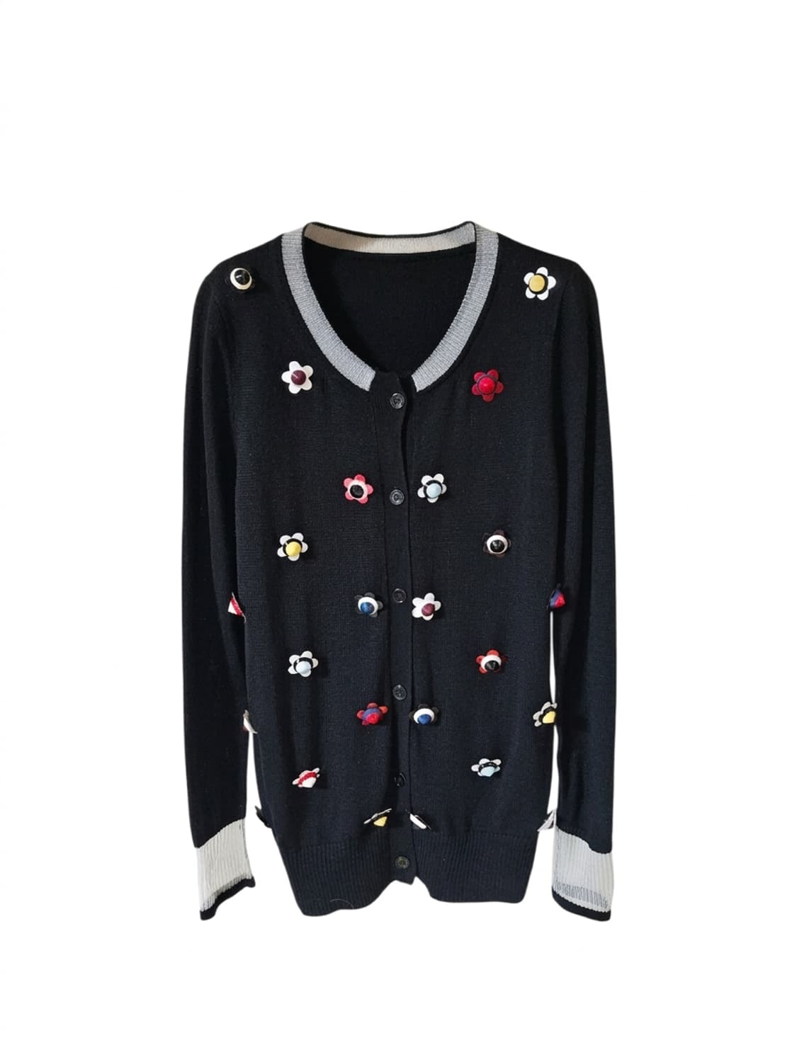 🌸 입체 플라워 아플리케 가디건 FREE | 캐시미어 혼방 · 유니크 상품이미지4