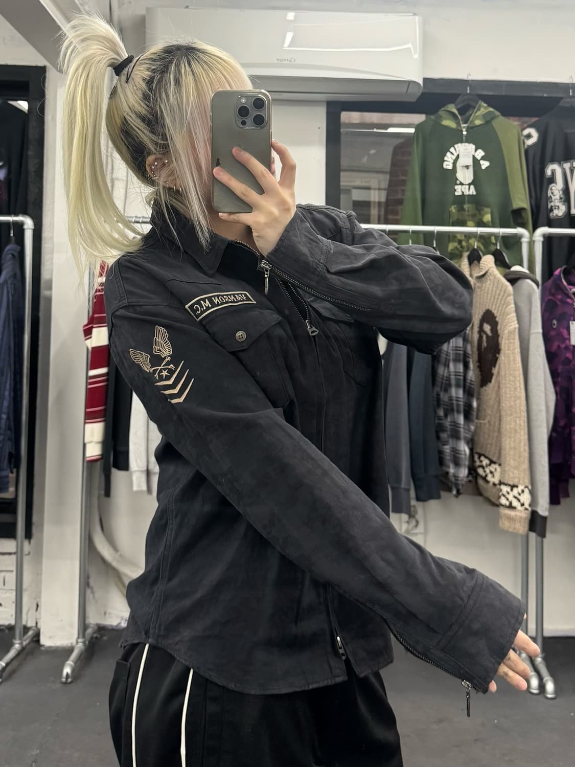 밴슨 레더 투웨이 셔츠 자켓 상품이미지1