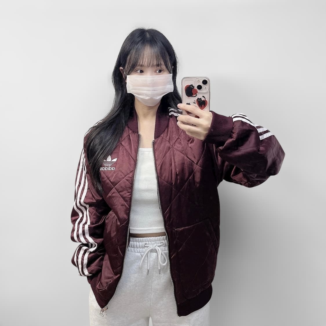 아디다스 슈퍼스타 퀄팅 경량 패딩 자켓 버건디 상품이미지1