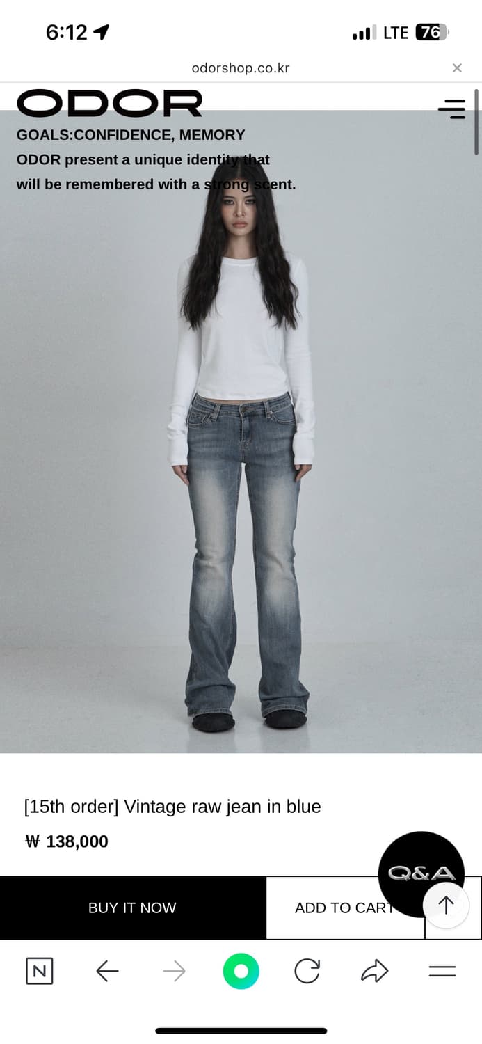 오도어 빈티지 로우진 블루 사이즈1 팝니다 상품이미지1