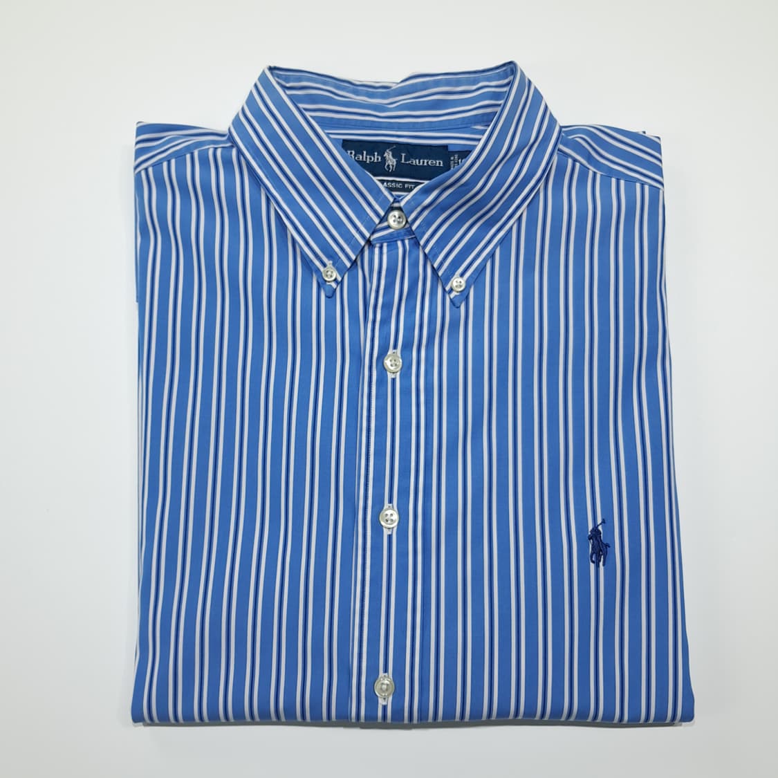 CK111 2XL 폴로 90s 홍콩판 블루 스트라이프 셔츠 남방 상품이미지7