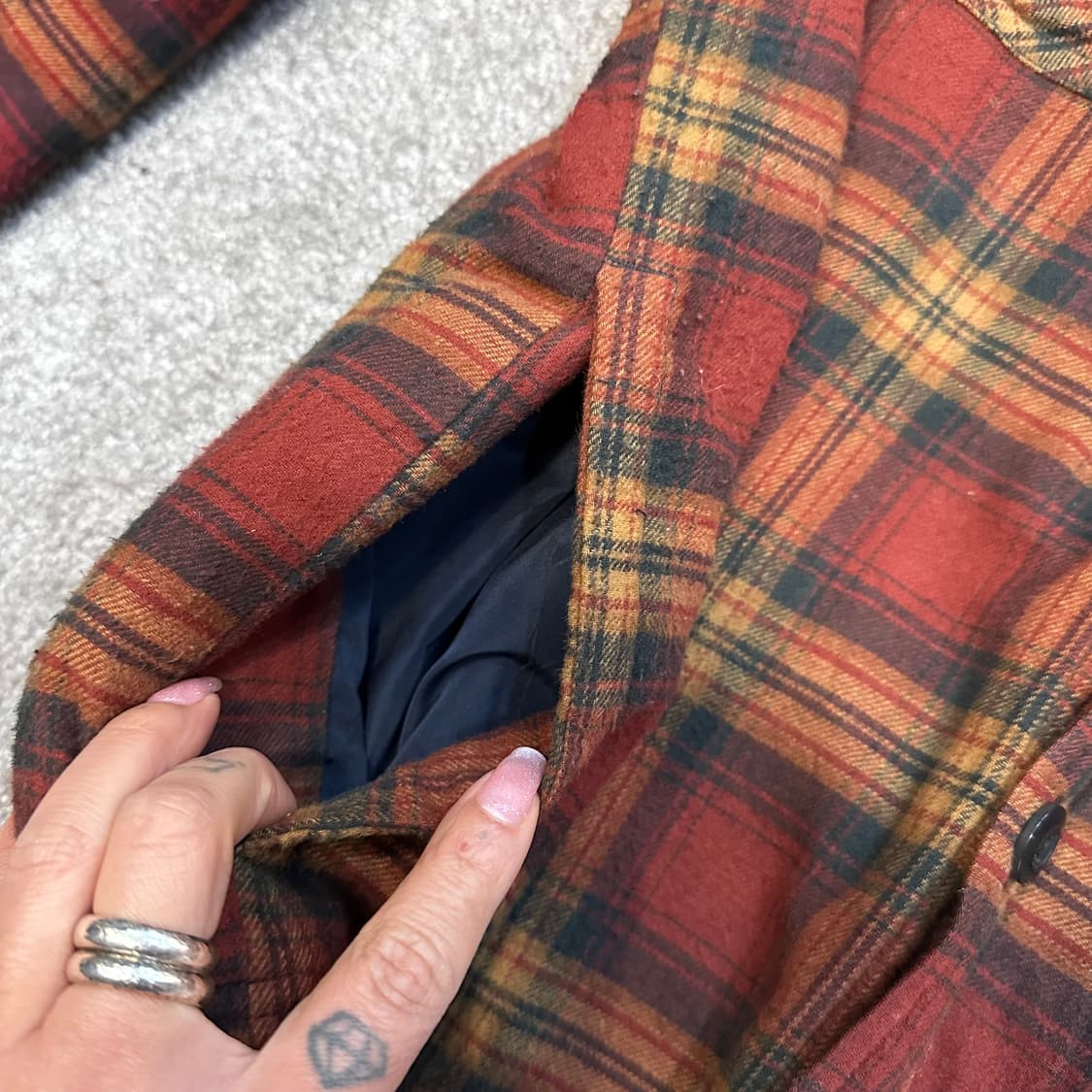 빈티지 브라운 체크 쉐르파 셔츠(자켓)M 상품이미지6
