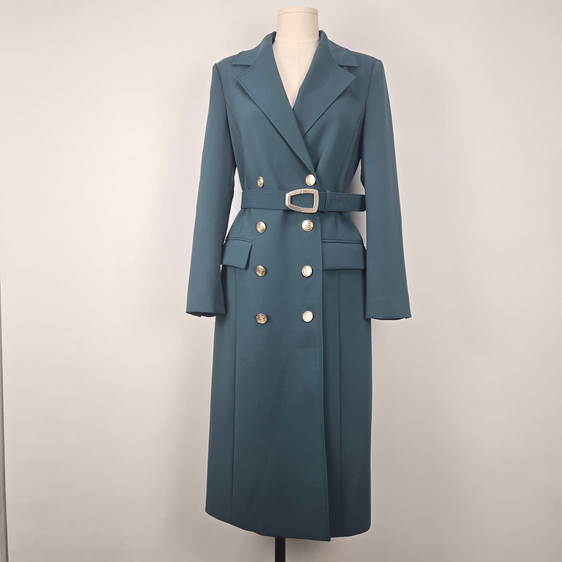 0827 타시뉴욕 벨트 롱 트렌치 코트 청록색 상품이미지1