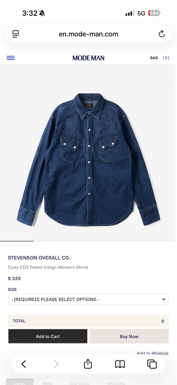 스티븐슨 오버올 원워시 데님 셔츠 상품이미지3