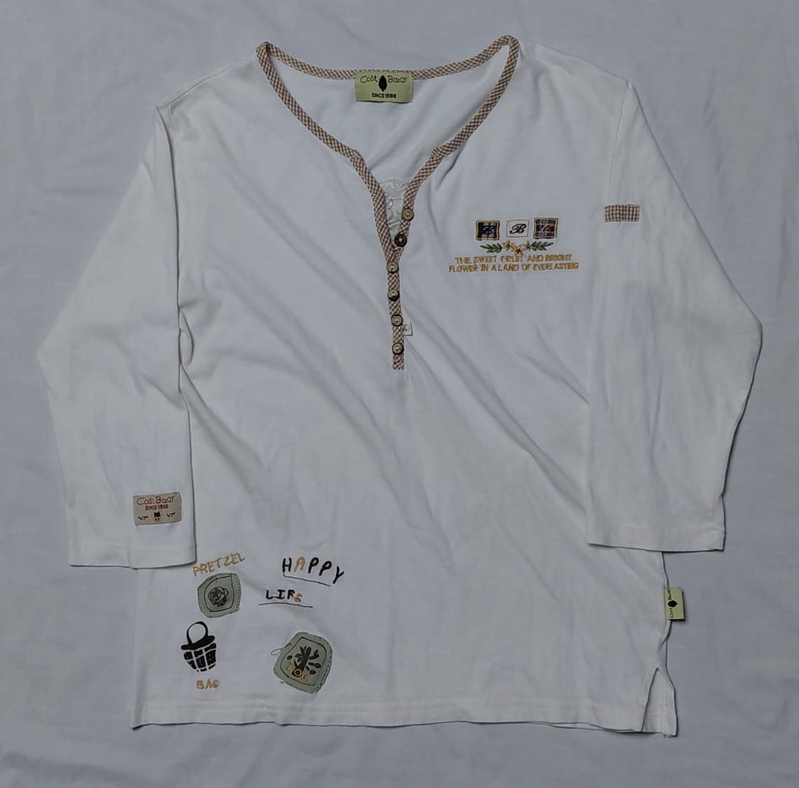 [S] 코스트 바자(Cost Bazar) 자수 포인트 헨리넥 티셔츠 상품이미지2